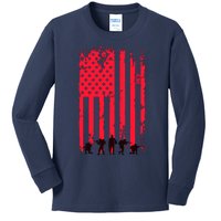 American Flag Us Veteran Kids Long Sleeve Shirt