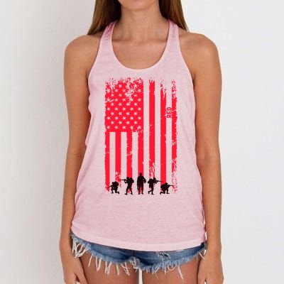 American Flag Us Veteran Women's Knotted Racerback Tank