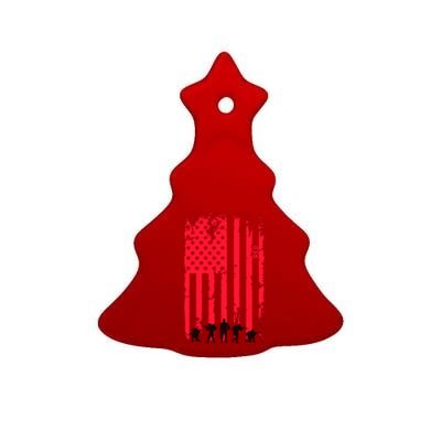 American Flag Us Veteran Ceramic Tree Ornament