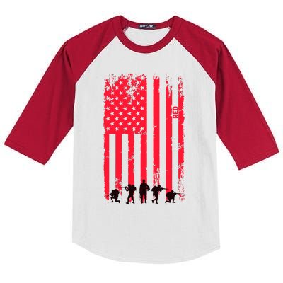 American Flag Us Veteran Kids Colorblock Raglan Jersey