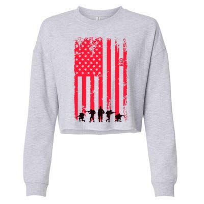 American Flag Us Veteran Cropped Pullover Crew