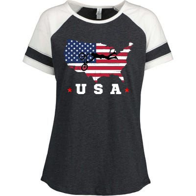 American Flag USA, Patriotic Sports, American Flag BMX Enza Ladies Jersey Colorblock Tee