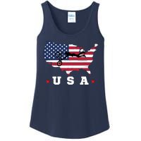 American Flag USA, Patriotic Sports, American Flag BMX Ladies Essential Tank