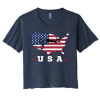 American Flag USA, Patriotic Sports, American Flag BMX Women's Crop Top Tee