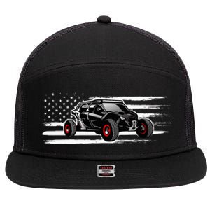 American Flag Utv Side By Side Sxs Off Road 7 Panel Mesh Trucker Snapback Hat