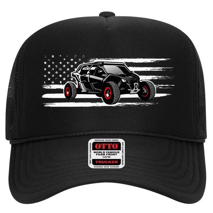 American Flag Utv Side By Side Sxs Off Road High Crown Mesh Back Trucker Hat