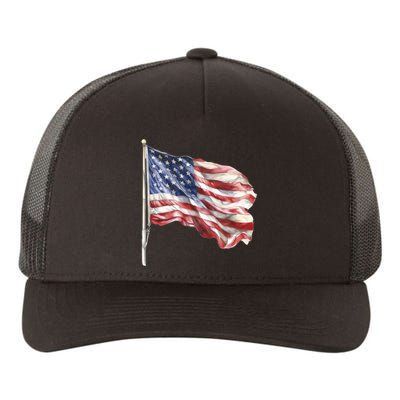 American Flag USA Waving Flag 4th Of July Yupoong Adult 5-Panel Trucker Hat