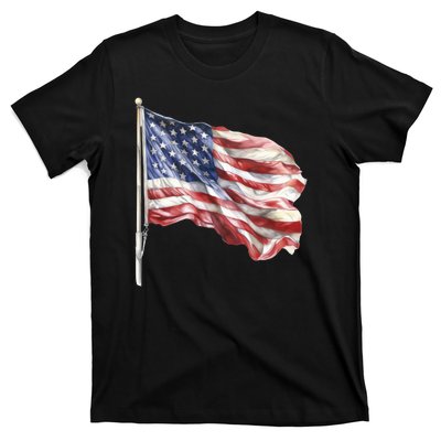 American Flag USA Waving Flag 4th Of July T-Shirt