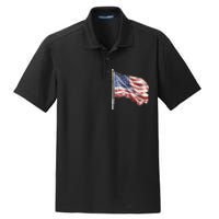 American Flag USA Waving Flag 4th Of July Dry Zone Grid Polo