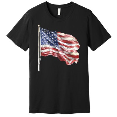 American Flag USA Waving Flag 4th Of July Premium T-Shirt