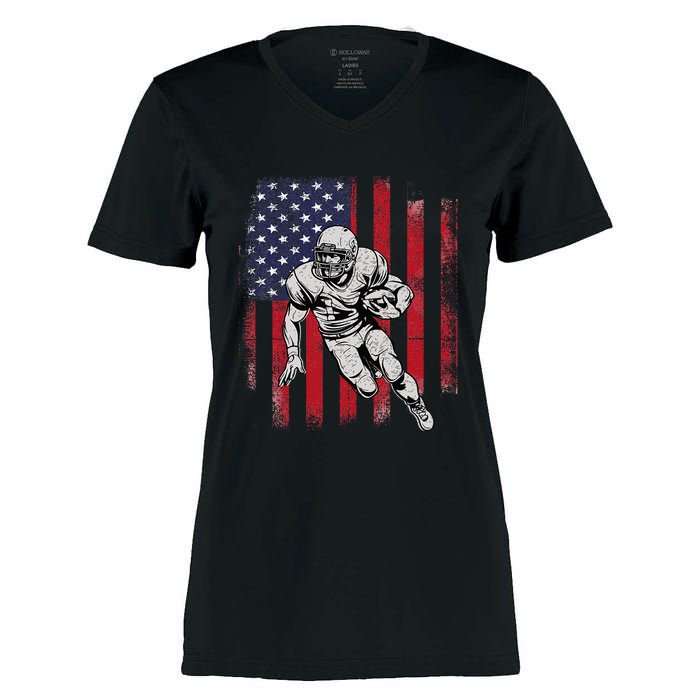 American Football Usa Flag Football Lover Women's Momentum V-Neck T-Shirt