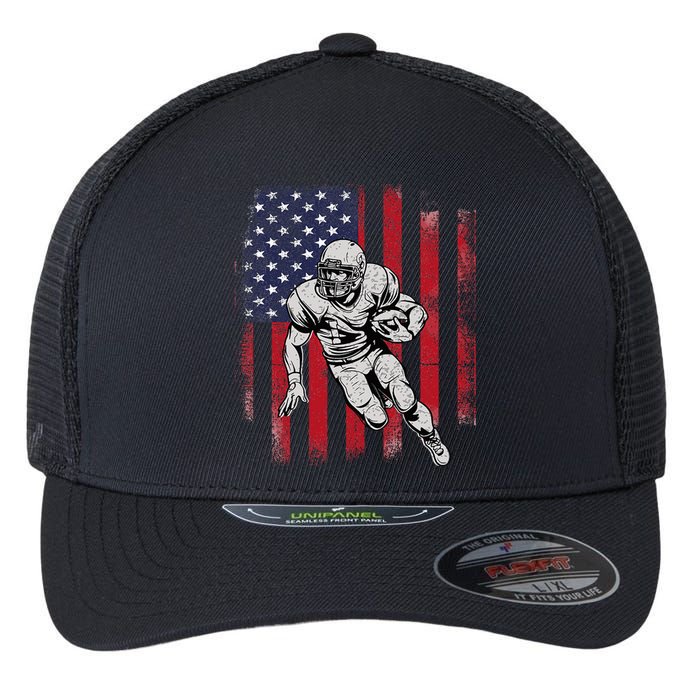 American Football Usa Flag Football Lover Flexfit Unipanel Trucker Cap