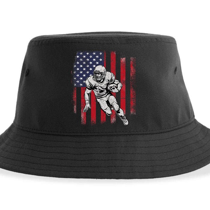 American Football Usa Flag Football Lover Sustainable Bucket Hat