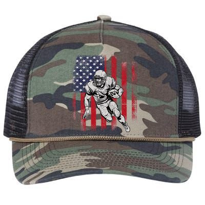 American Football Usa Flag Football Lover Retro Rope Trucker Hat Cap