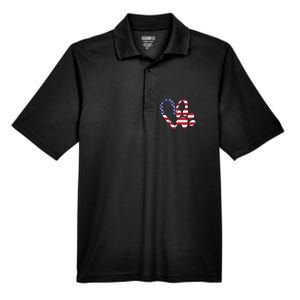 American Flag USA Love Dog Paw Print Animal Paw Dog Lover Men's Origin Performance Pique Polo