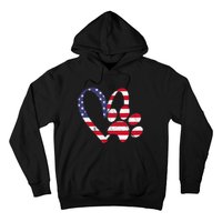 American Flag USA Love Dog Paw Print Animal Paw Dog Lover Hoodie