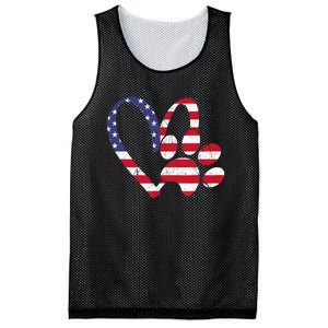 American Flag USA Love Dog Paw Print Animal Paw Dog Lover Mesh Reversible Basketball Jersey Tank