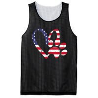 American Flag USA Love Dog Paw Print Animal Paw Dog Lover Mesh Reversible Basketball Jersey Tank