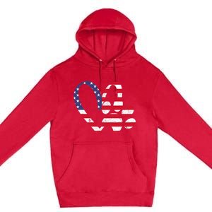 American Flag USA Love Dog Paw Print Animal Paw Dog Lover Premium Pullover Hoodie