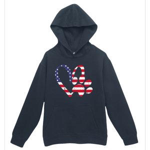 American Flag USA Love Dog Paw Print Animal Paw Dog Lover Urban Pullover Hoodie