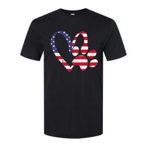 American Flag USA Love Dog Paw Print Animal Paw Dog Lover Softstyle CVC T-Shirt