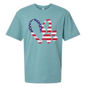 American Flag USA Love Dog Paw Print Animal Paw Dog Lover Sueded Cloud Jersey T-Shirt