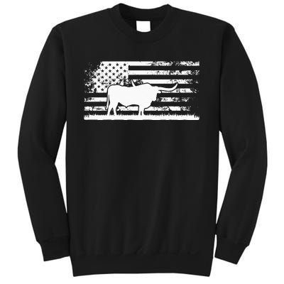 American Flag USA Texas Longhorn Cow For Cattle Farmer Sweatshirt