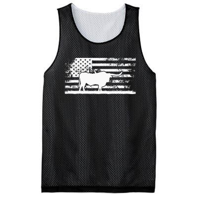 American Flag USA Texas Longhorn Cow For Cattle Farmer Mesh Reversible Basketball Jersey Tank