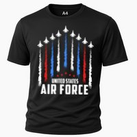 Air Force US Veterans 4th Of July American Flag Cooling Performance Crew T-Shirt