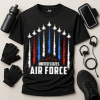 Air Force US Veterans 4th Of July American Flag Cooling Performance Crew T-Shirt