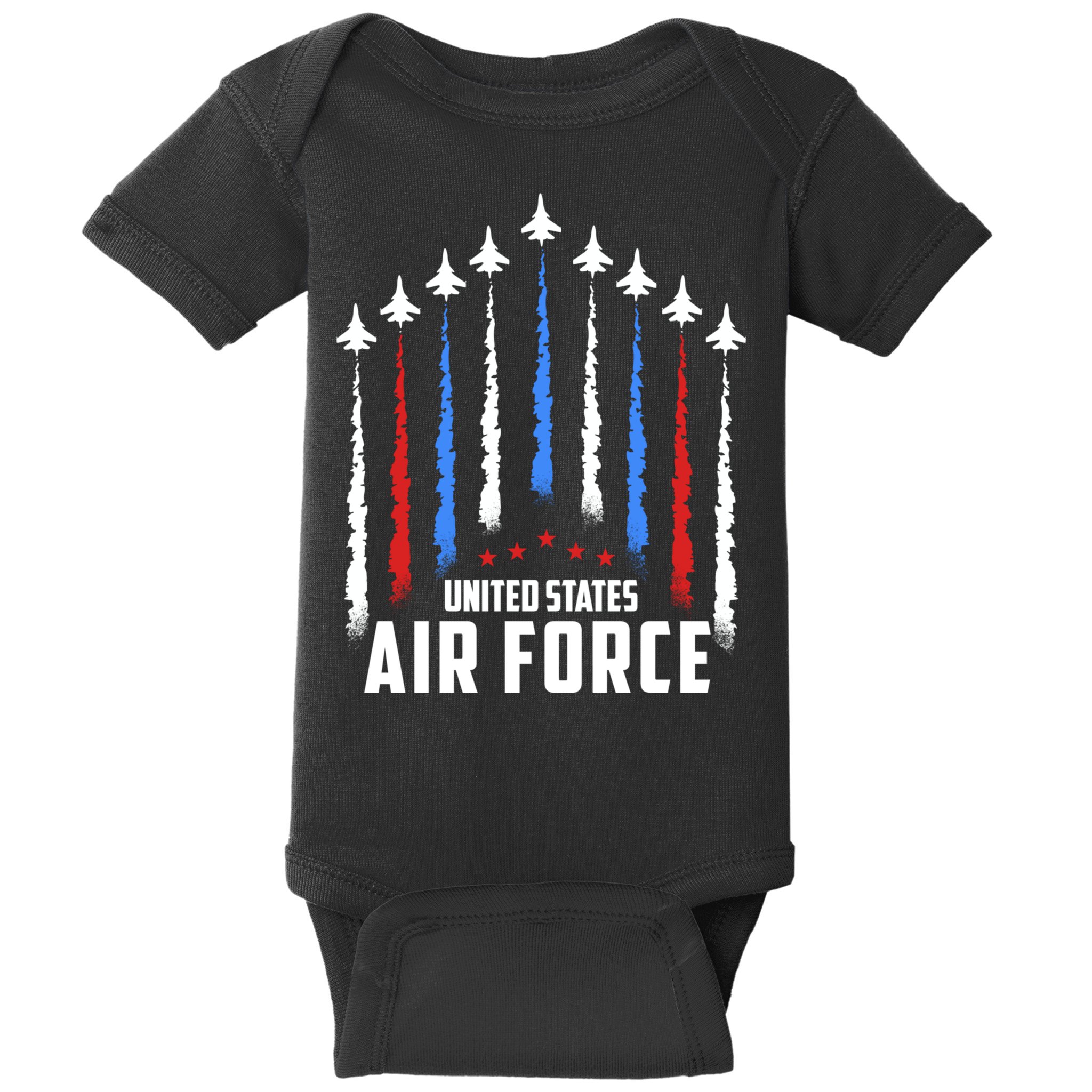Air Force US Veterans 4th Of July American Flag Baby Bodysuit