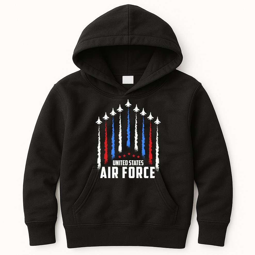 Air Force US Veterans 4th Of July American Flag Kids Hoodie
