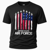 Air Force US Veterans 4th Of July American Flag Cooling Performance Crew T-Shirt