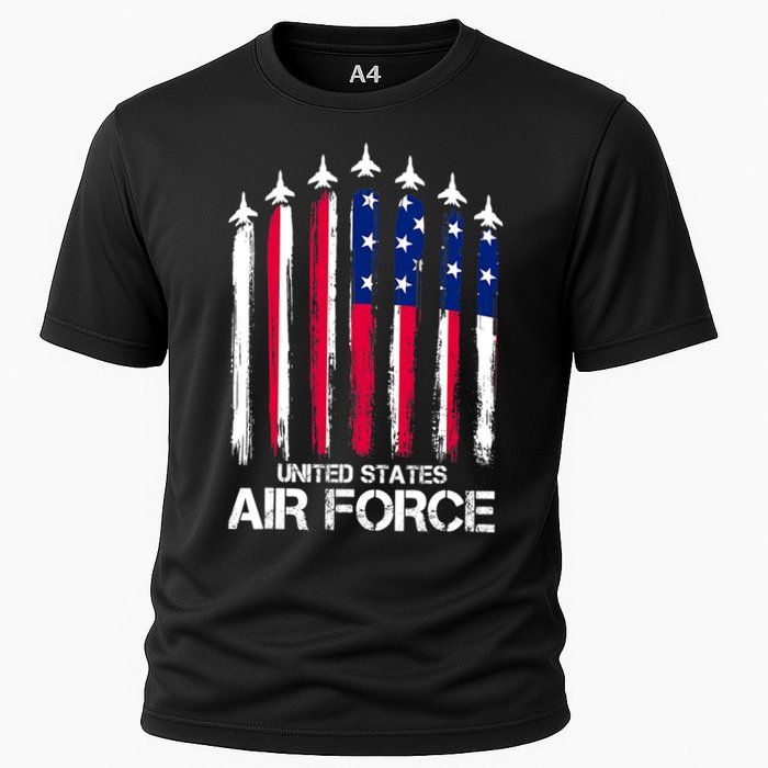 Air Force US Veterans 4th Of July American Flag Cooling Performance Crew T-Shirt