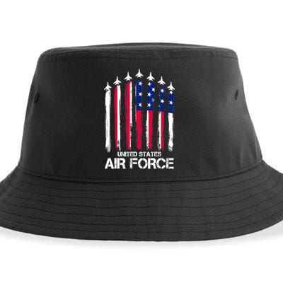 Air Force US Veterans 4th Of July American Flag Sustainable Bucket Hat