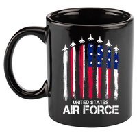Air Force US Veterans 4th Of July American Flag 11oz C Handle Ceramic Mug