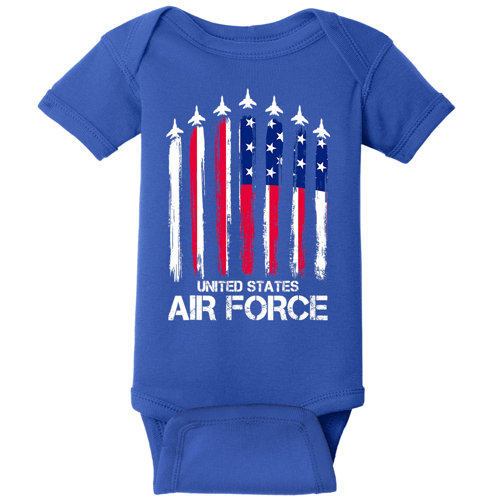Air Force US Veterans 4th Of July American Flag Baby Bodysuit