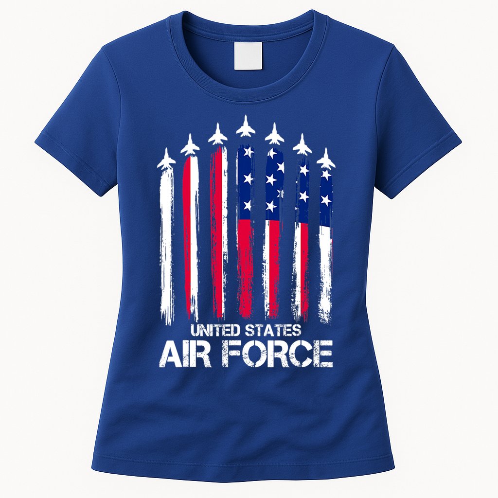 Air Force US Veterans 4th Of July American Flag Womens T-Shirt
