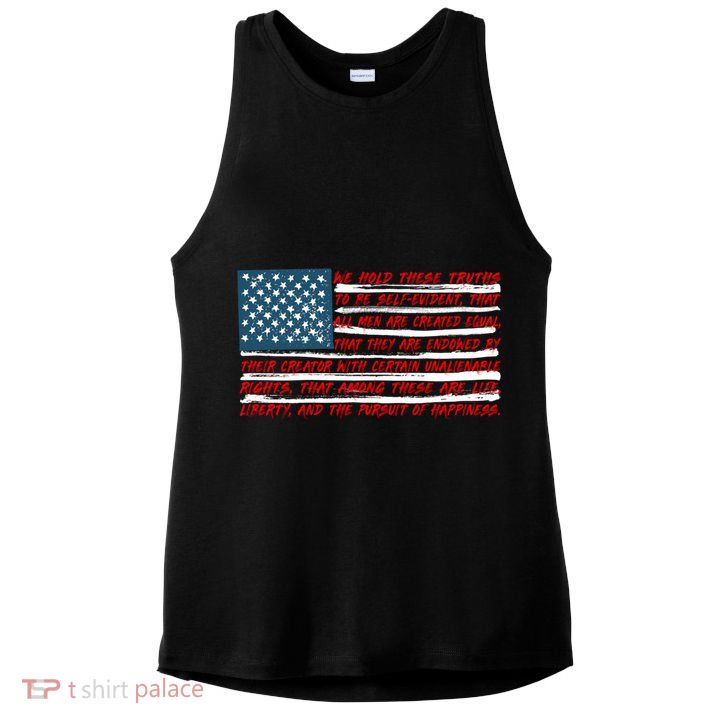 American Flag Us Flag Gift Declaration Of Independence Freedom Funny Gift Ladies PosiCharge Tri-Blend Wicking Tank