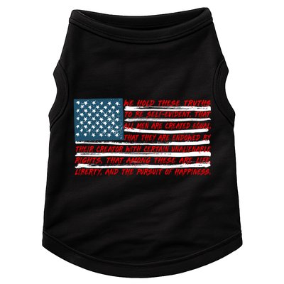 American Flag Us Flag Gift Declaration Of Independence Freedom Funny Gift Doggie Tank