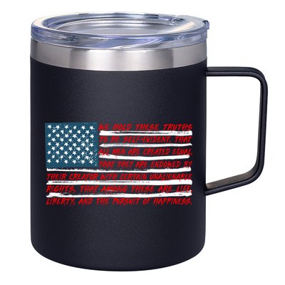 American Flag Us Flag Gift Declaration Of Independence Freedom Funny Gift 12oz Stainless Steel Coffee Mug