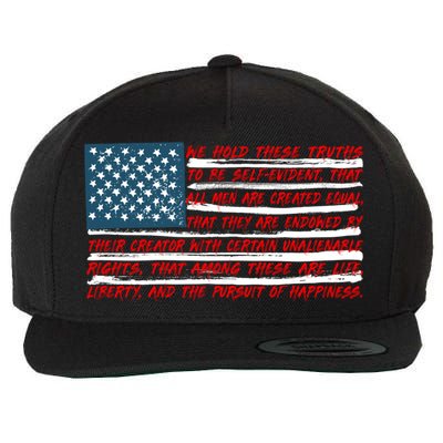 American Flag Us Flag Gift Declaration Of Independence Freedom Funny Gift Wool Snapback Cap