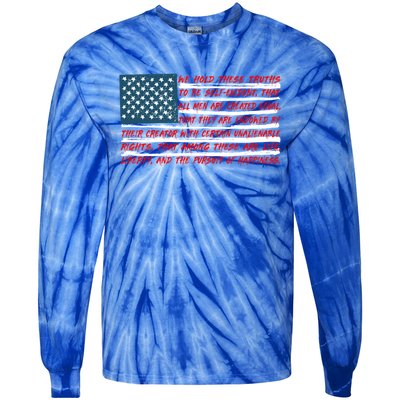 American Flag Us Flag Gift Declaration Of Independence Freedom Funny Gift Tie-Dye Long Sleeve Shirt