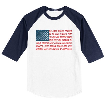 American Flag Us Flag Gift Declaration Of Independence Freedom Funny Gift Baseball Sleeve Shirt