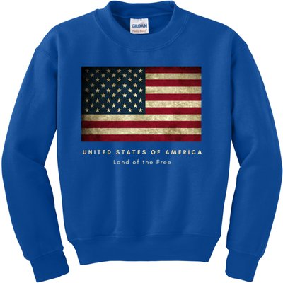 American Flag Usa 4th Of July Land Of The Free Patriotic Gift Kids Sweatshirt