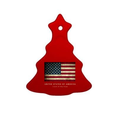 American Flag Usa 4th Of July Land Of The Free Patriotic Gift Ceramic Tree Ornament