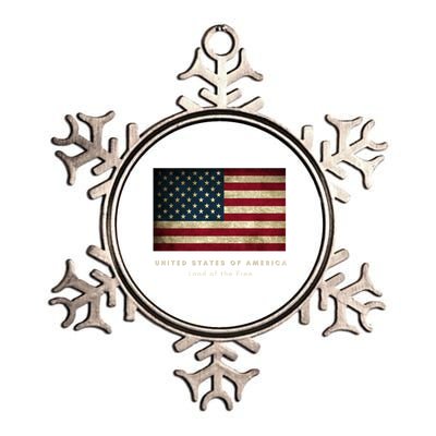 American Flag Usa 4th Of July Land Of The Free Patriotic Gift Metallic Star Ornament