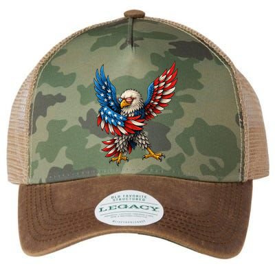 American Flag USA Dabbing Bald Eagle Patriotic 4th Of July Legacy Tie Dye Trucker Hat