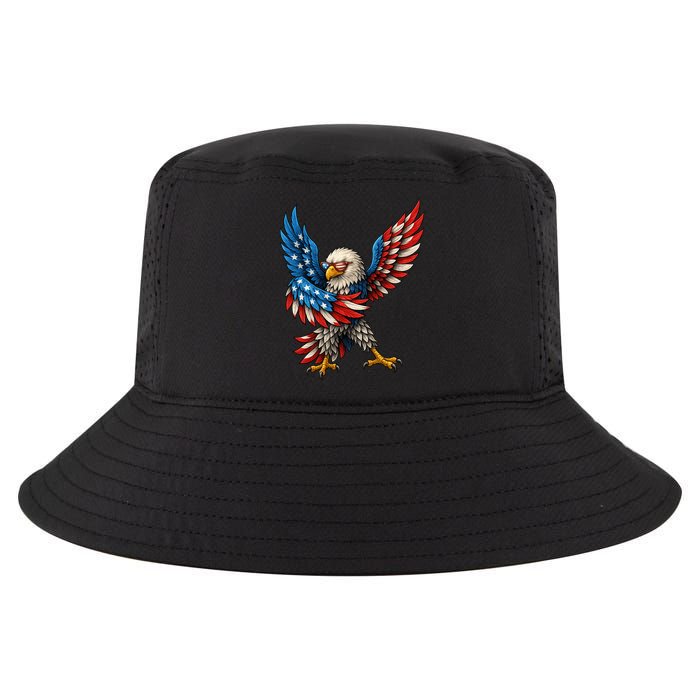 American Flag USA Dabbing Bald Eagle Patriotic 4th Of July Cool Comfort Performance Bucket Hat