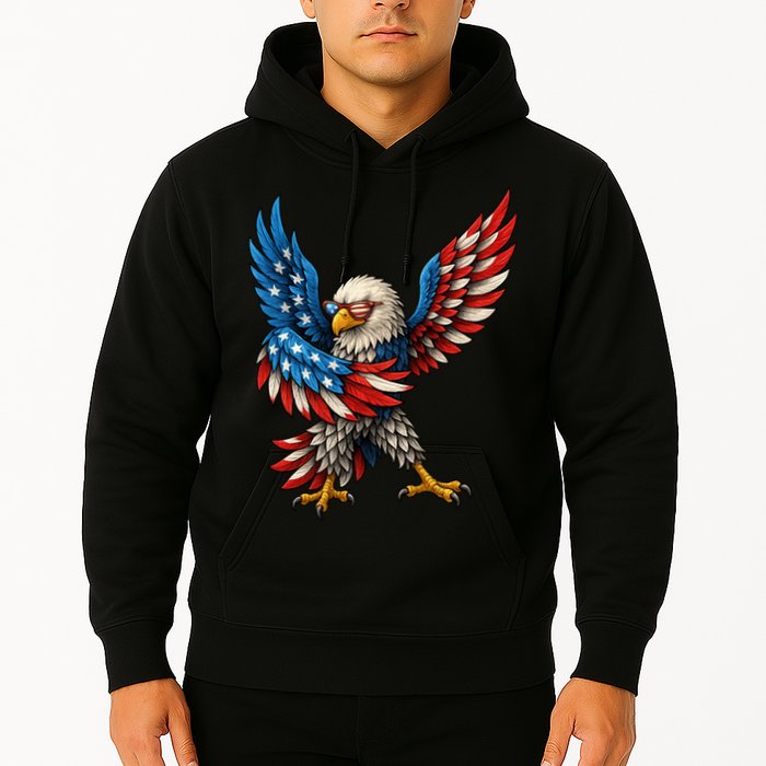 American Flag USA Dabbing Bald Eagle Patriotic 4th Of July Hoodie